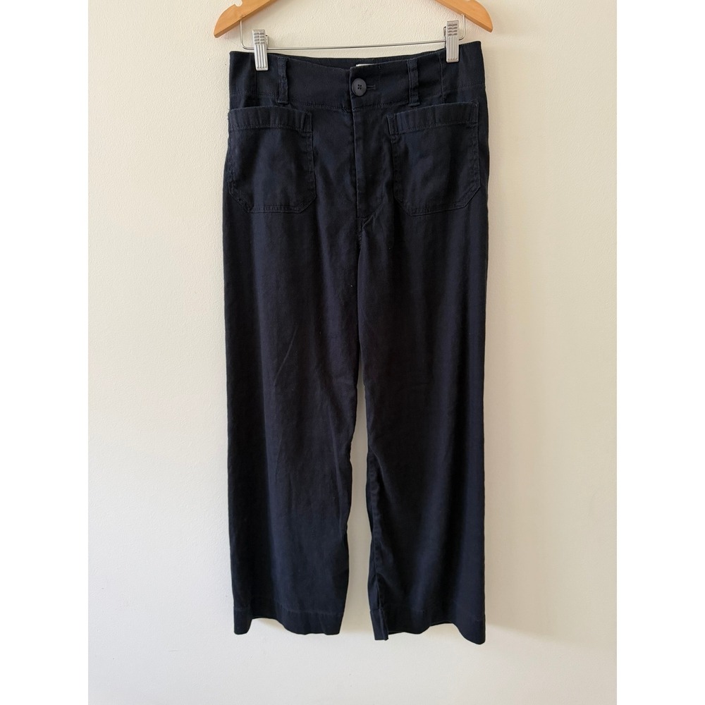 Anthropologie Maeve The Colette Linen Stretch Wide Leg Pants Maritime Navy 26